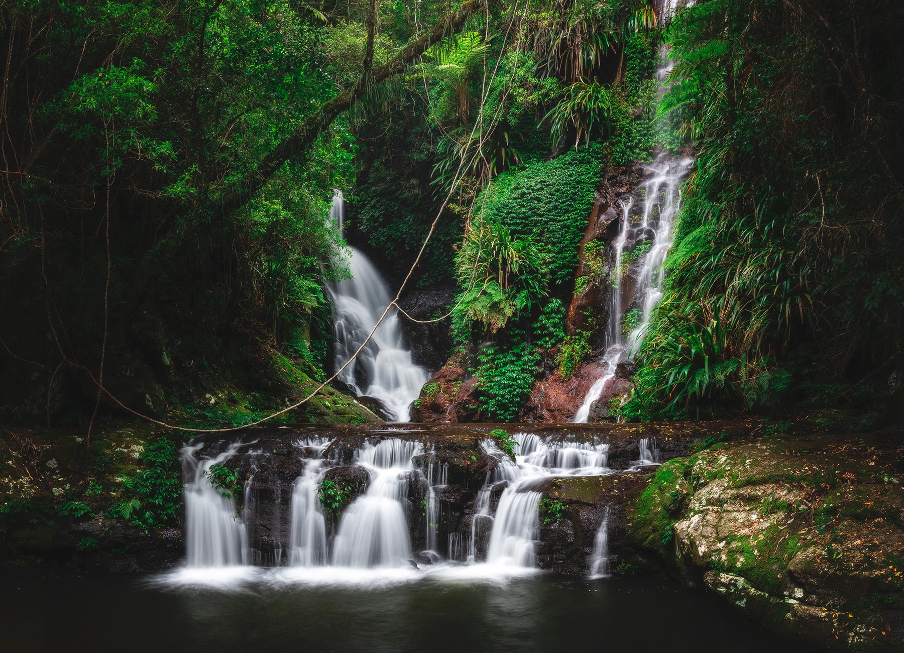 Framed landscape print of Elabana Falls in Lamington National Park